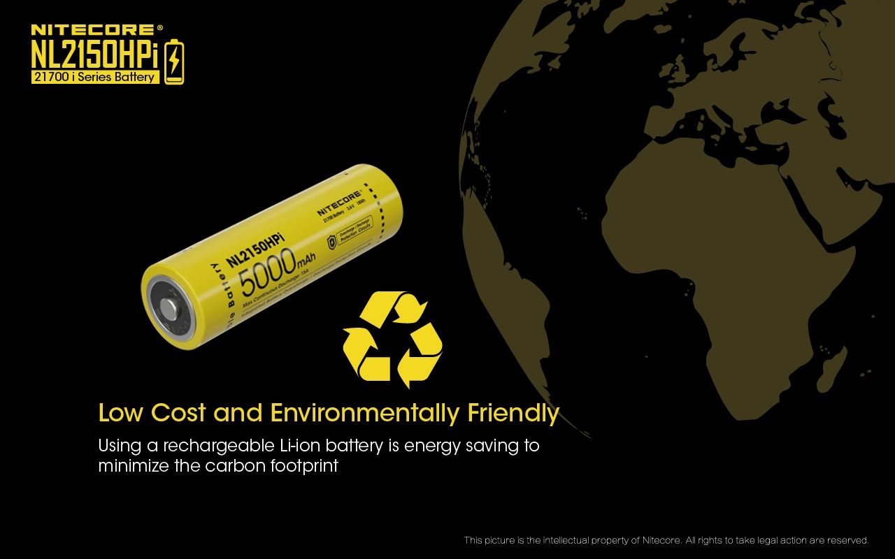 NITECORE NL2150HPi 5000mAh 21700 Li-ion oplaadbare batterij Hoge Prestaties voor Zaklamp en Vape