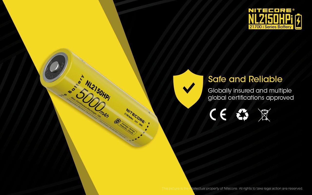 NITECORE NL2150HPi 5000mAh 21700 Li-ion oplaadbare batterij Hoge Prestaties voor Zaklamp en Vape