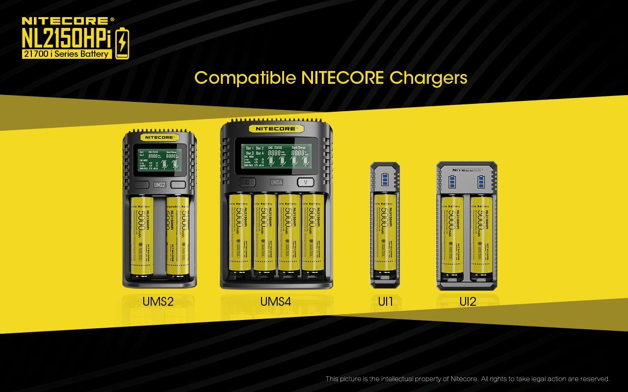 NITECORE NL2150HPi 5000mAh 21700 Li-ion oplaadbare batterij Hoge Prestaties voor Zaklamp en Vape