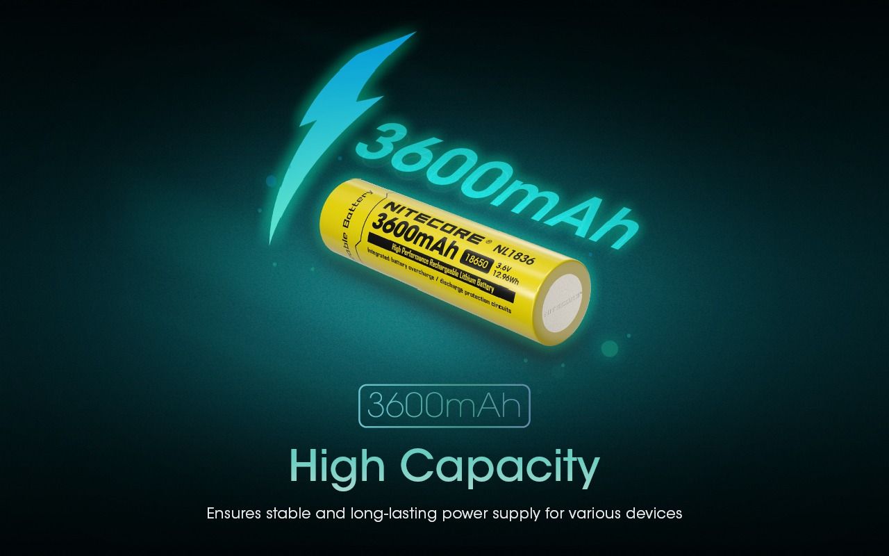 Nitecore 18650 NL1836 3600mAh Li-ion Oplaadbare Batterij