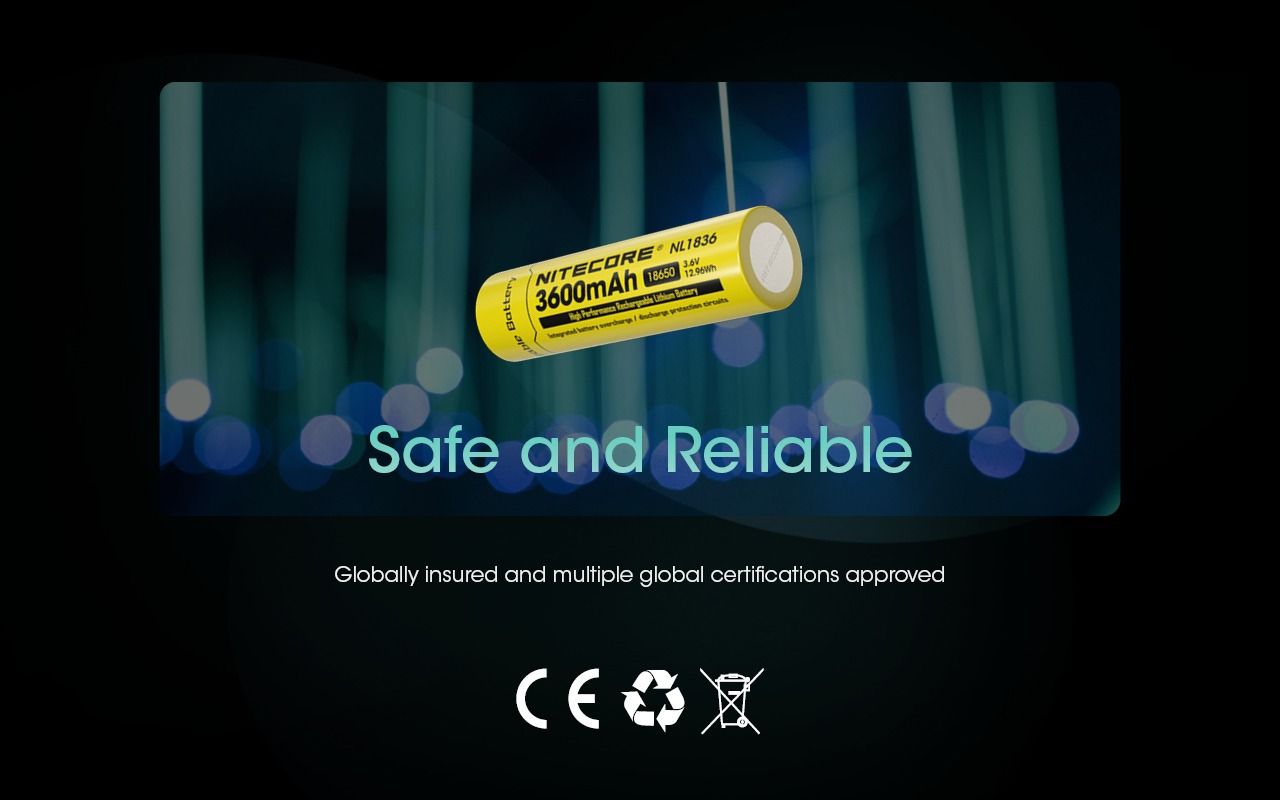 Nitecore 18650 NL1836 3600mAh Li-ion Oplaadbare Batterij