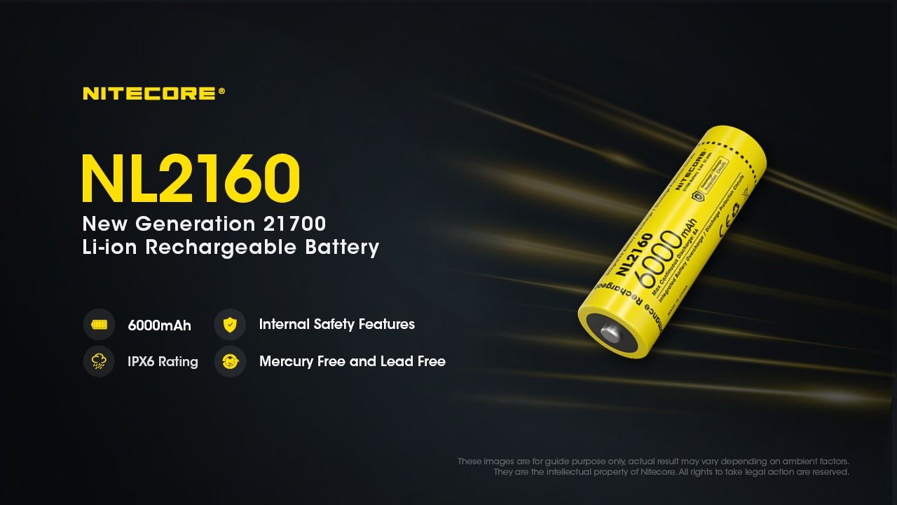 NITECORE NL2160 6000mAh 21700 Li-ion oplaadbare batterij