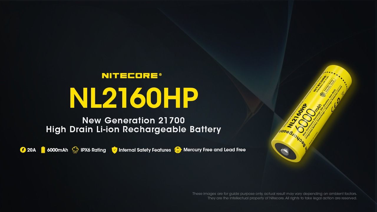 NITECORE NL2160HP 6000mAh 3.6V 21700 USB-C Li-ion Oplaadbare Batterij Hoge Capaciteit Draagbare Stroombron