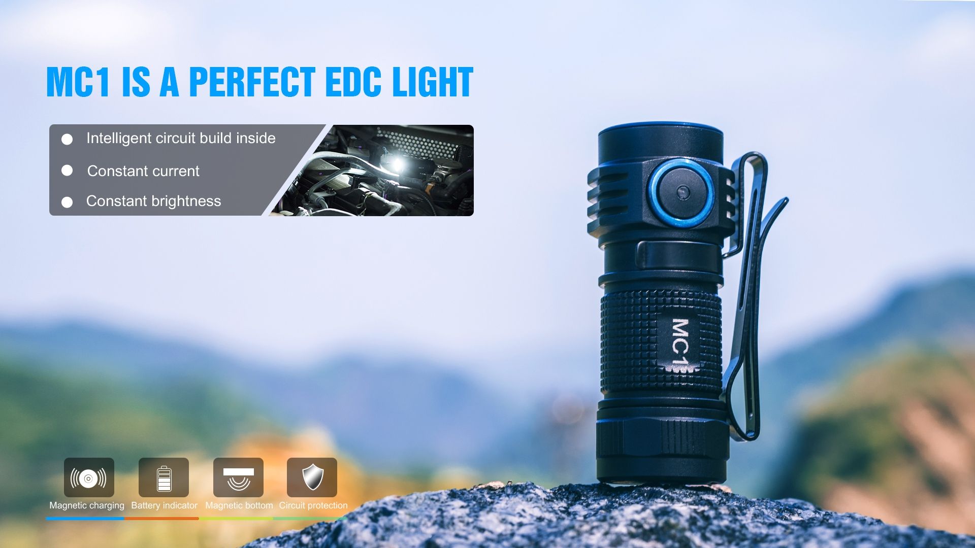 TrustFire MC1 Baton XP-L HI 1000 Lumen Oplaadbare Mini EDC-zaklamp met Magnetisch Opladen Ultralicht