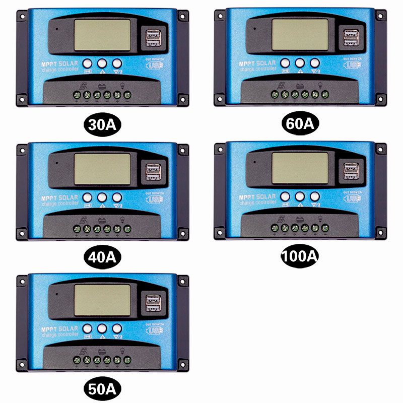 MPPT-zonnelaadcontroller 30A 40A 50A 60A 100A LCD-scherm Dubbele USB Acculevensduurverlenging