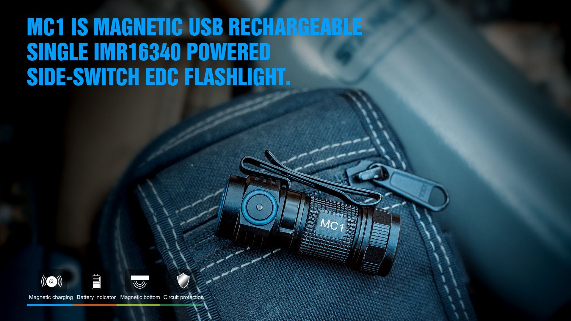 TrustFire MC1 Baton XP-L HI 1000 Lumen Oplaadbare Mini EDC-zaklamp met Magnetisch Opladen Ultralicht