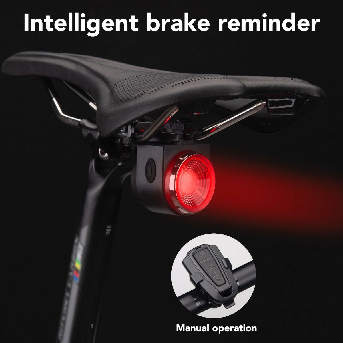 ANTUSI A8 Racefiets Antidiefstal Alarmslot Achterlicht Fietsveiligheid met Automatische Rem en Draadloze Bel