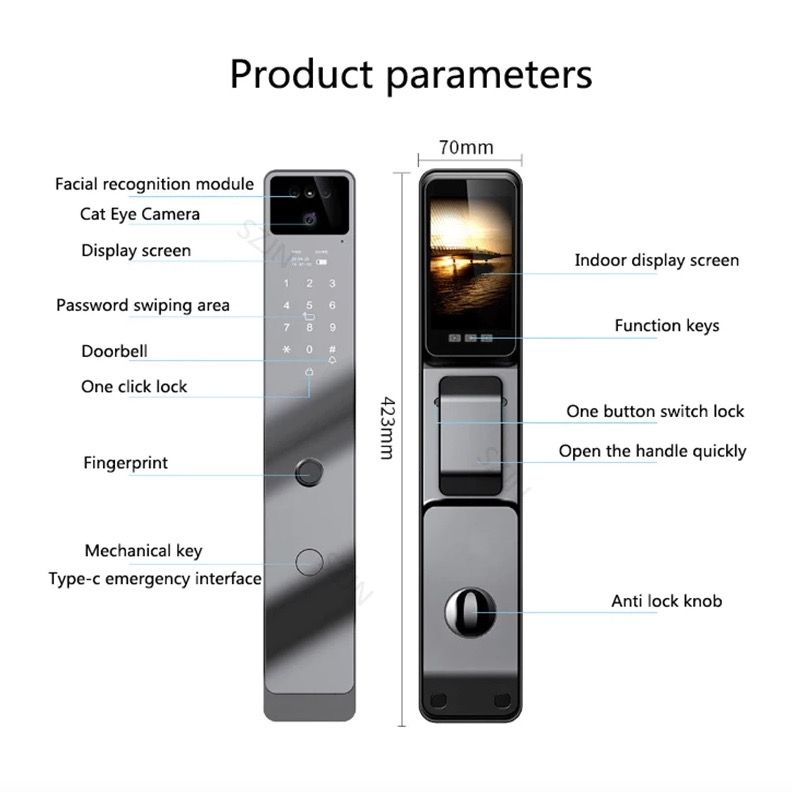 Tuya Wifi 3D Gezichtsherkenning Slim Deurslot Ingebouwde Camera Huisbeveiliging Intelligente Vingerafdruk