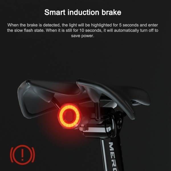 MEROCA MX2 Slimme Sensor Remachterlicht USB-oplaadbaar Krachtige LED's Mountainbike en Racefiets Fietsveiligheid