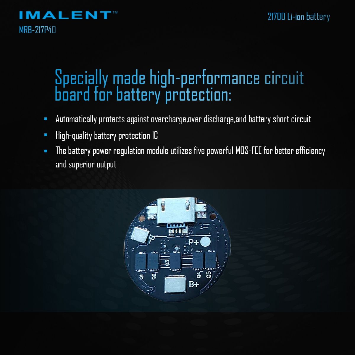 IMALENT MRB-217P40 21700 Accu 4000mAh Type-C Oplaadbaar Hoge Capaciteit voor Zaklampen en Gadgets
