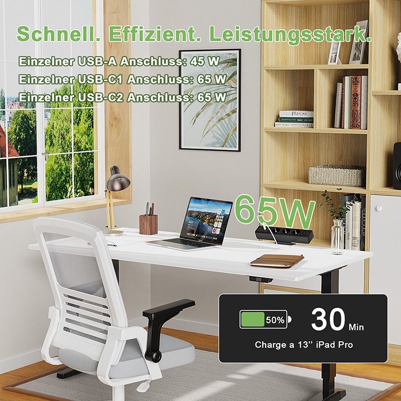 Stroomstrip met bureauklem, totaal snellaadstation met 18/65W USB-snellaad, Europees standaard stopcontact, overbelastingsbeveiligingsschakelaar, bureaustopcontact, EU-voeding voor kantoormeubilair.
