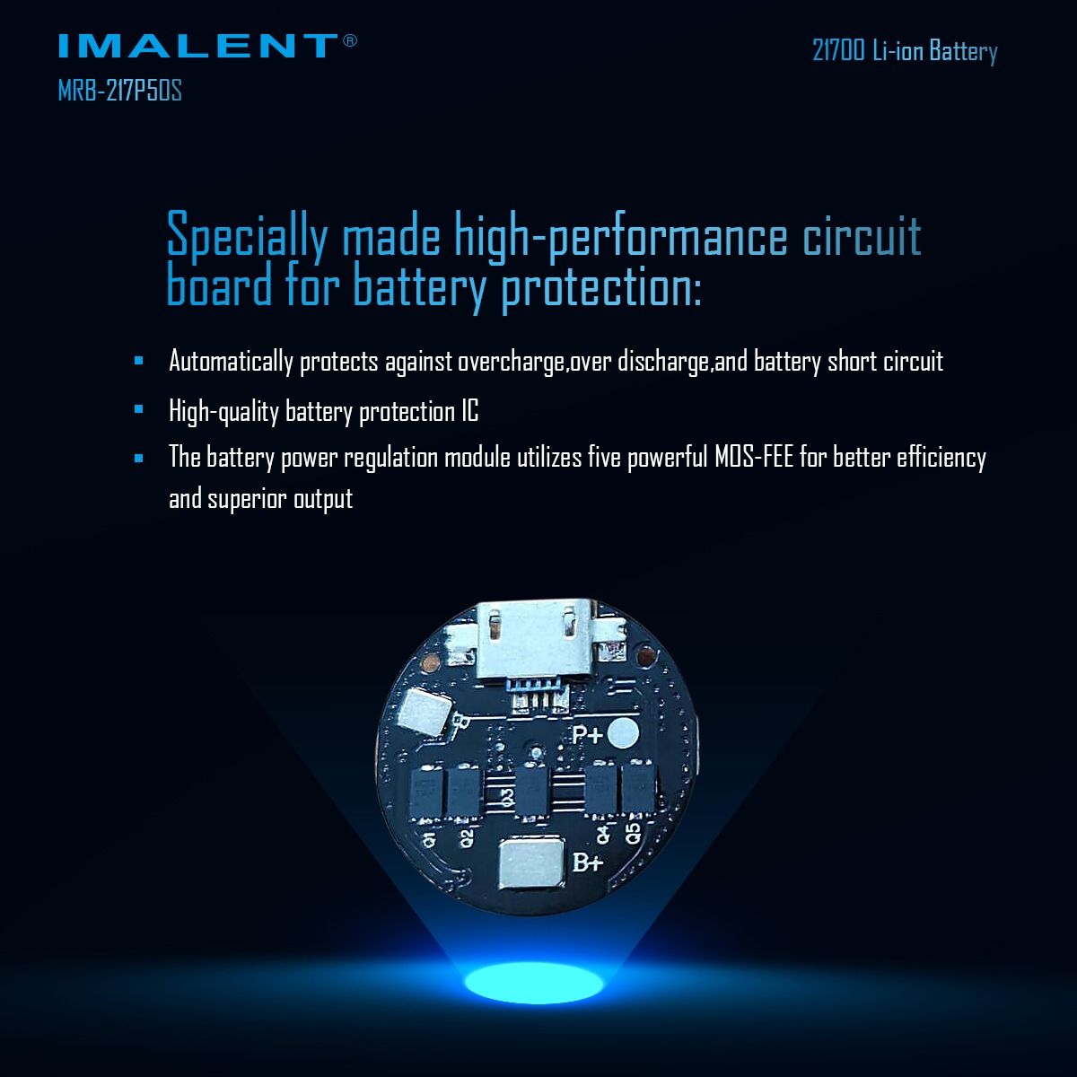 IMALENT MRB-217P50S 21700 5000 mAh 3.6V oplaadbare batterij