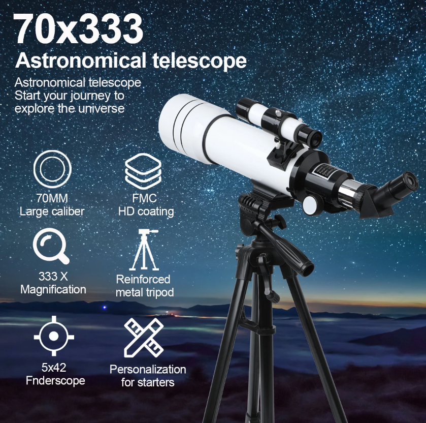 Bossdun 333X Professionele Astronomische Telescoop voor Kinderen Grote Objectieflens voor Maanobservatie en Sterrenkijken