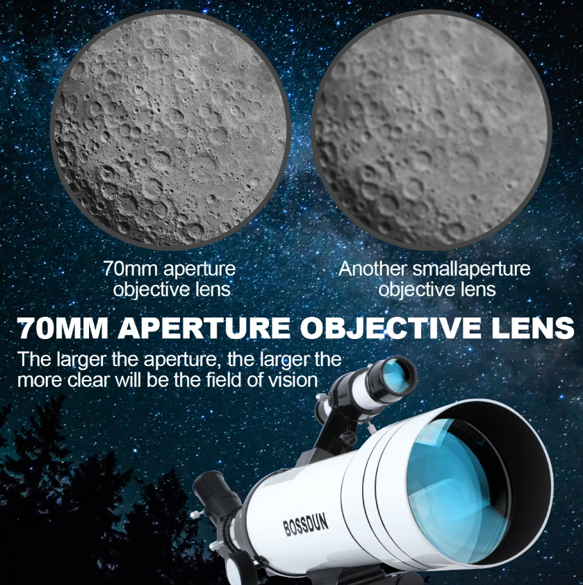 Bossdun 333X Professionele Astronomische Telescoop voor Kinderen Grote Objectieflens voor Maanobservatie en Sterrenkijken