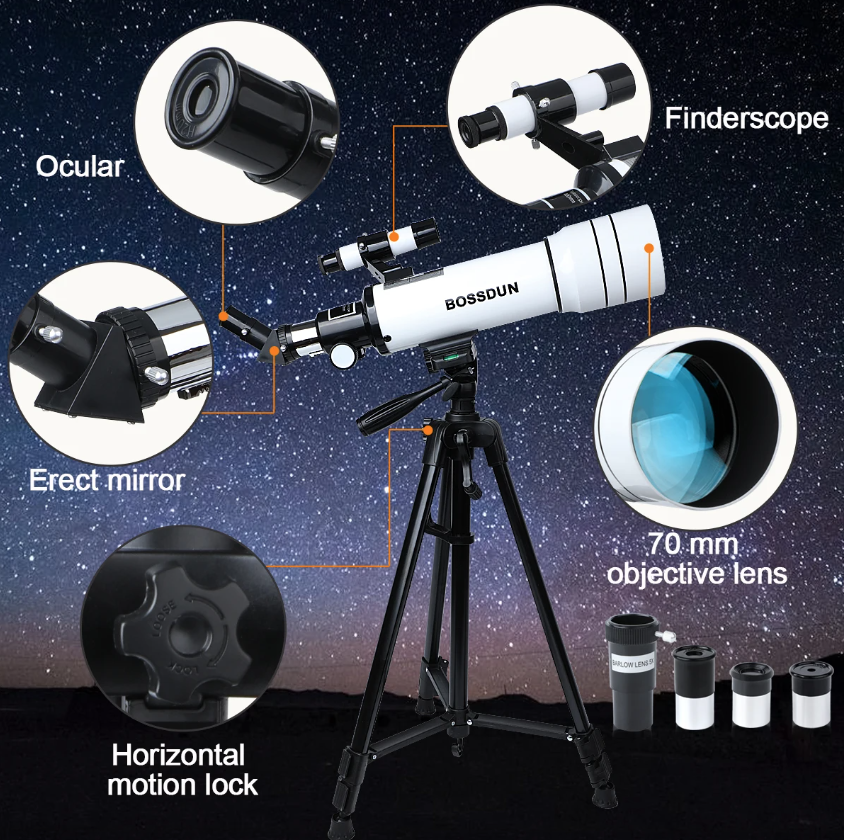 Bossdun 333X Professionele Astronomische Telescoop voor Kinderen Grote Objectieflens voor Maanobservatie en Sterrenkijken