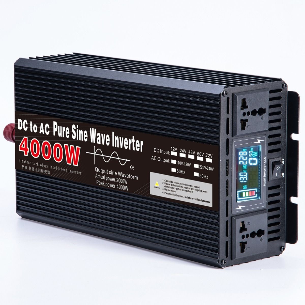 Zuivere sinusomvormer 3000W tot 8000W voor camper DC 12V 24V naar AC 110V 220V Hoogwaardig compact energiesysteem