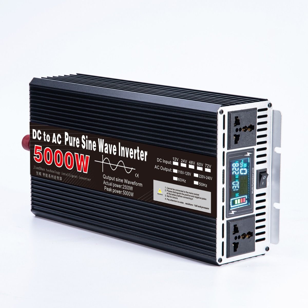 Zuivere sinusomvormer 3000W tot 8000W voor camper DC 12V 24V naar AC 110V 220V Hoogwaardig compact energiesysteem