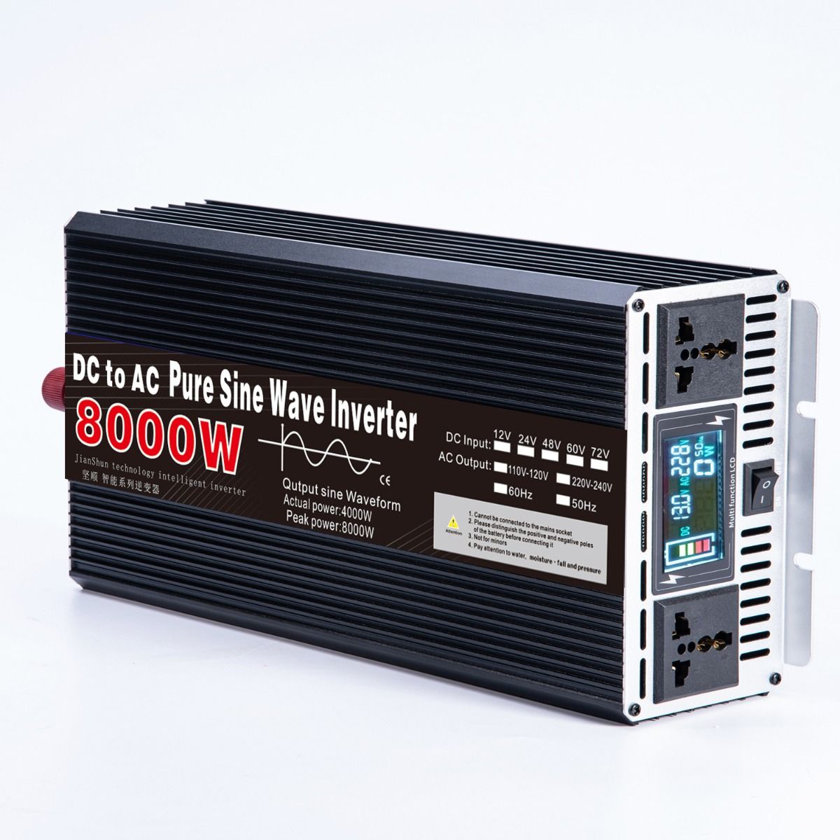 Zuivere sinusomvormer 3000W tot 8000W voor camper DC 12V 24V naar AC 110V 220V Hoogwaardig compact energiesysteem