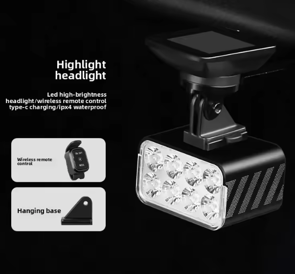 Draadloze afstandsbediening hefbare fietskoplamp 1800 lumen