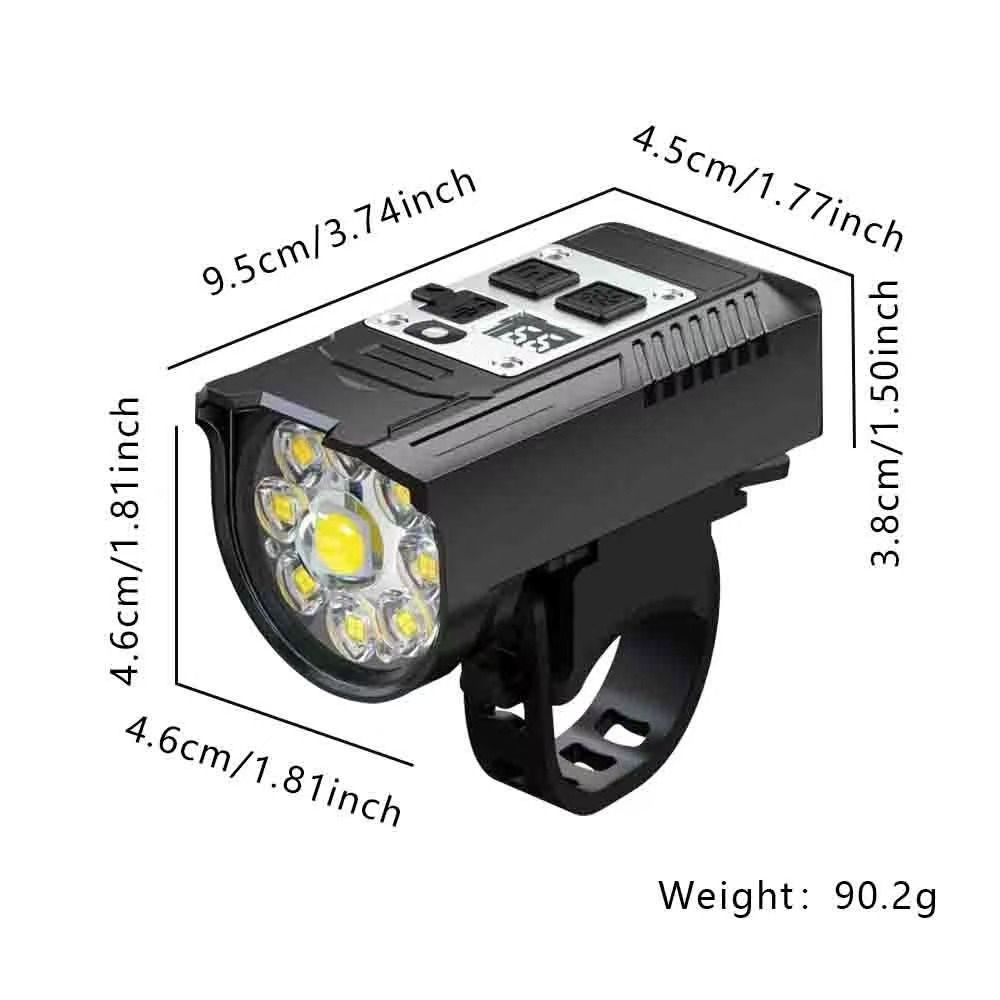 Fietskoplamp 9 LED Fiets voorlicht Type-C Oplaadbare Fietslamp Waterdicht Fietsverlichting