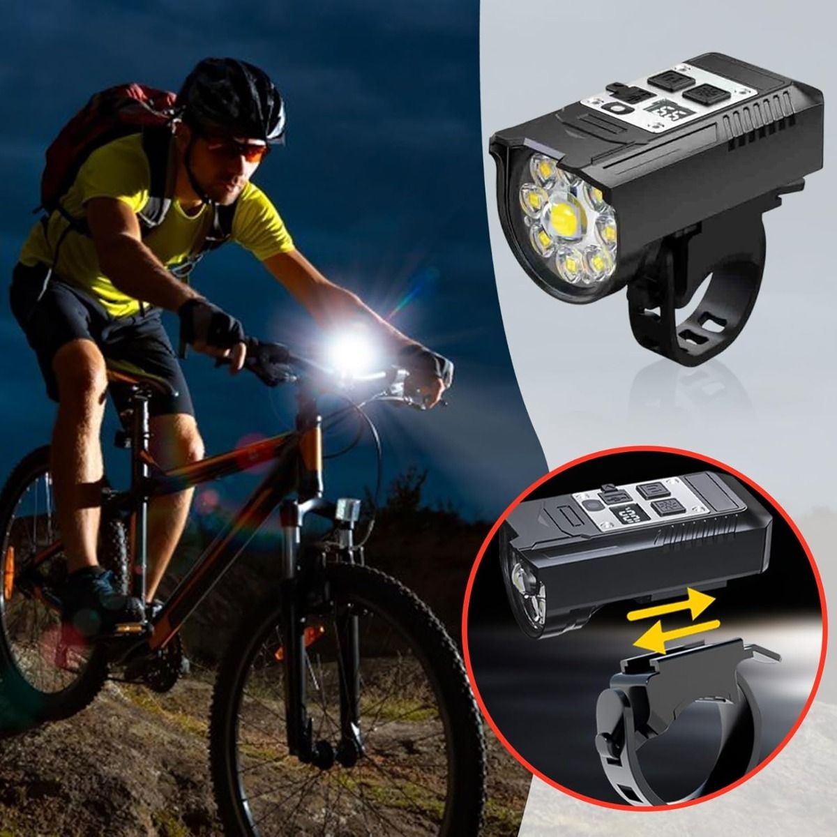 Fietskoplamp 9 LED Fiets voorlicht Type-C Oplaadbare Fietslamp Waterdicht Fietsverlichting