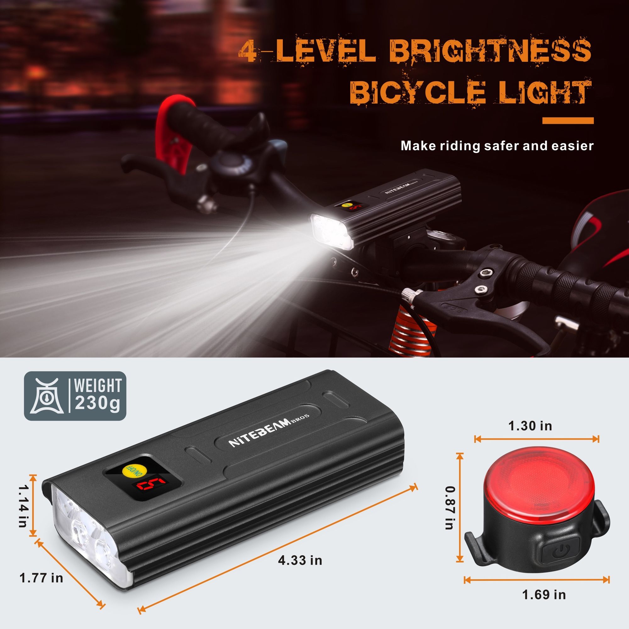 NiteBeam BR05 Fietsverlichting 5000 Lumen USB Oplaadbaar Essentiële Veiligheidsuitrusting voor het Fietsen met Powerbankfunctionaliteit