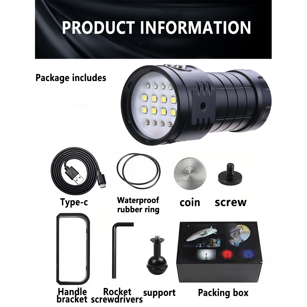 C16 Onderwaterduiklamp 100M Waterdichte LED Zaklamp Perfect voor Duiken Snorkelen Fotografie Avonturen