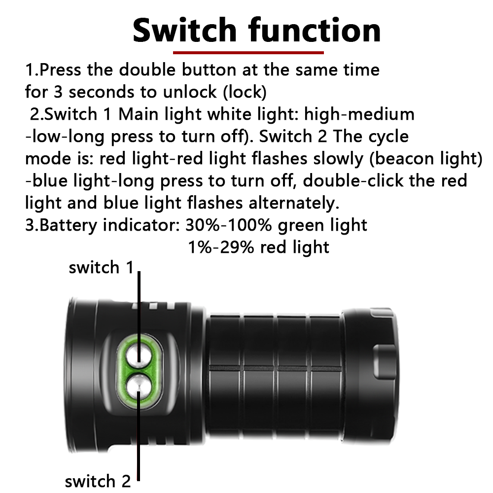 C16 Onderwaterduiklamp 100M Waterdichte LED Zaklamp Perfect voor Duiken Snorkelen Fotografie Avonturen