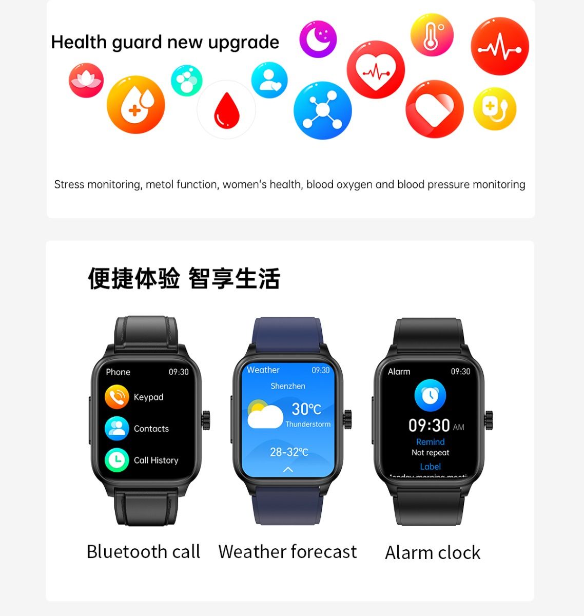 ET540 Smartwatch: ECG, Bloedglucose & Temperatuur! Fitness Tracker met Bloeddruk, Hartslag & Bluetooth Bellen