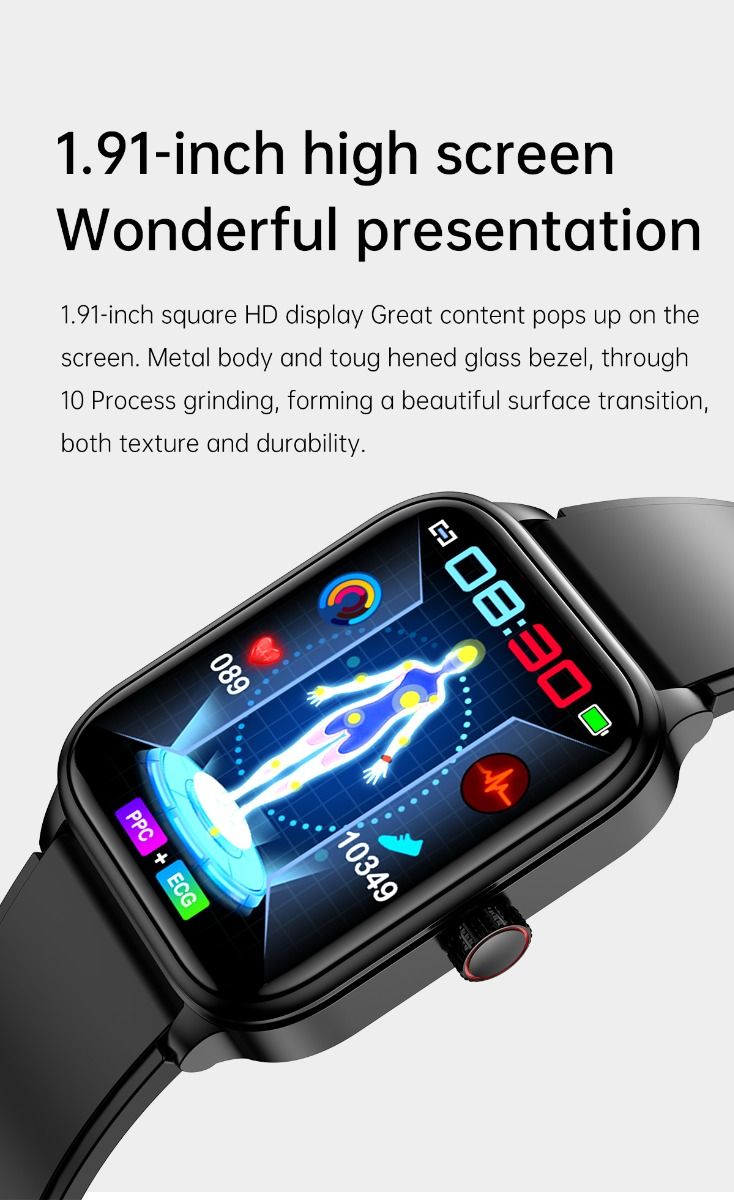 ET540 Smartwatch: ECG, Bloedglucose & Temperatuur! Fitness Tracker met Bloeddruk, Hartslag & Bluetooth Bellen