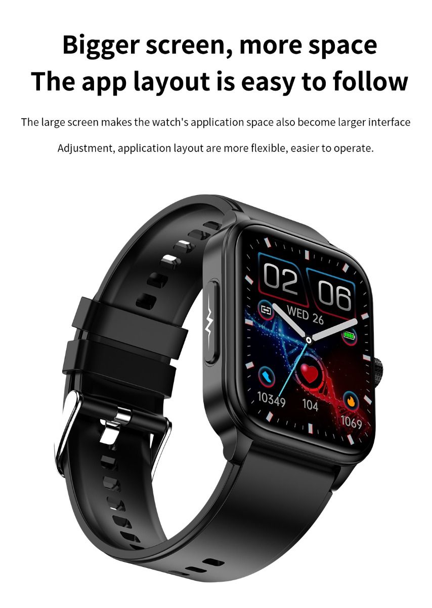 ET540 Smartwatch: ECG, Bloedglucose & Temperatuur! Fitness Tracker met Bloeddruk, Hartslag & Bluetooth Bellen