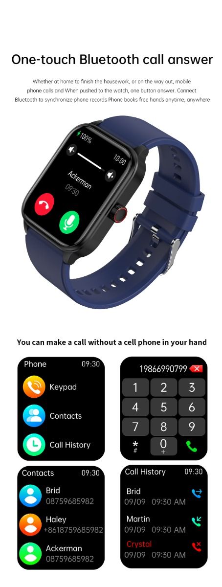 ET540 Smartwatch: ECG, Bloedglucose & Temperatuur! Fitness Tracker met Bloeddruk, Hartslag & Bluetooth Bellen
