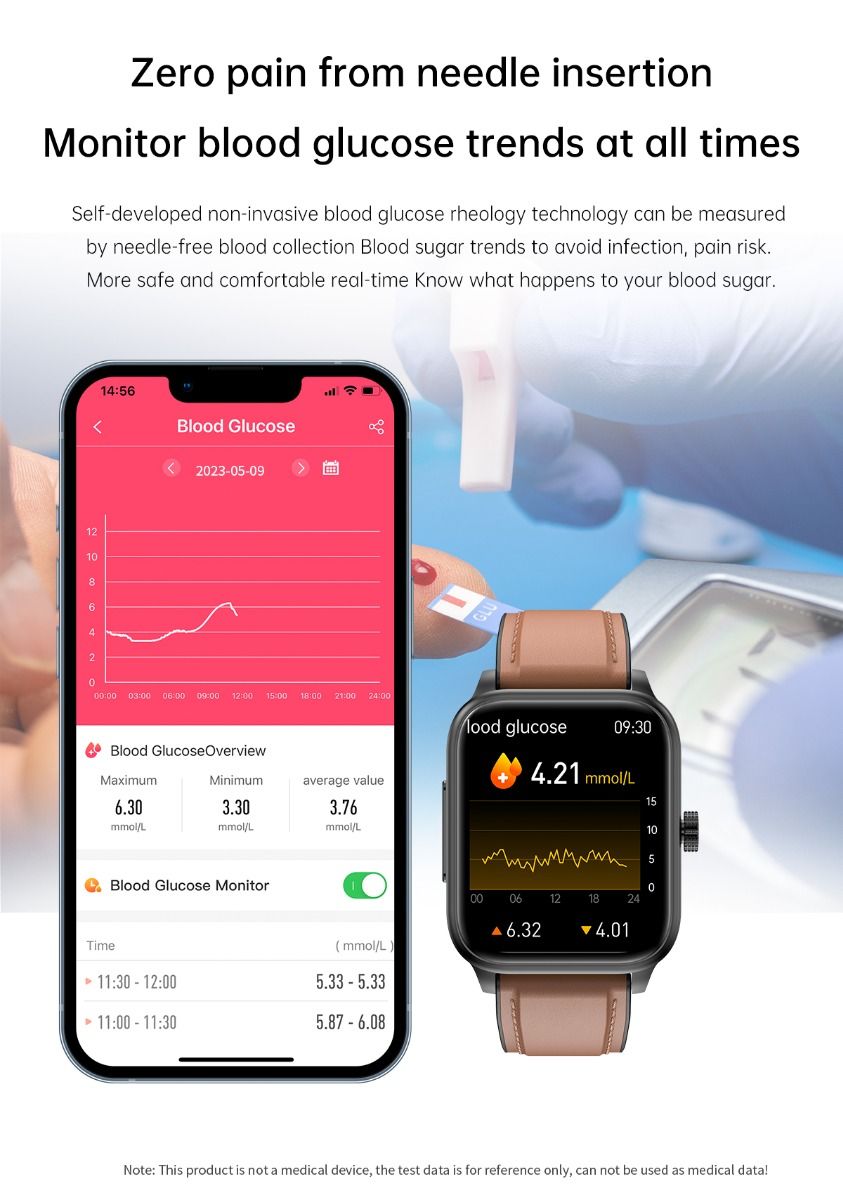 ET540 Smartwatch: ECG, Bloedglucose & Temperatuur! Fitness Tracker met Bloeddruk, Hartslag & Bluetooth Bellen