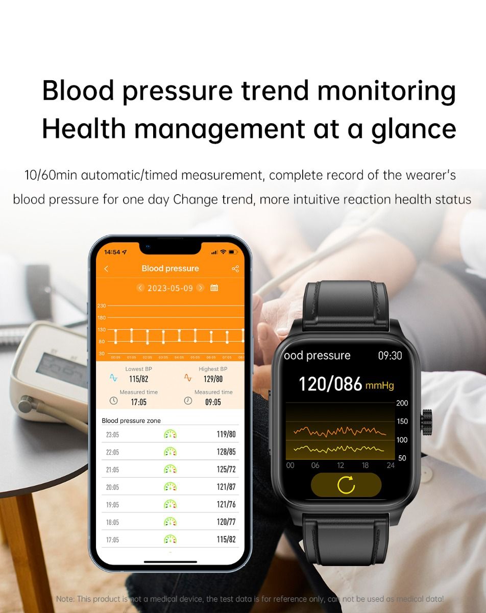 ET540 Smartwatch: ECG, Bloedglucose & Temperatuur! Fitness Tracker met Bloeddruk, Hartslag & Bluetooth Bellen