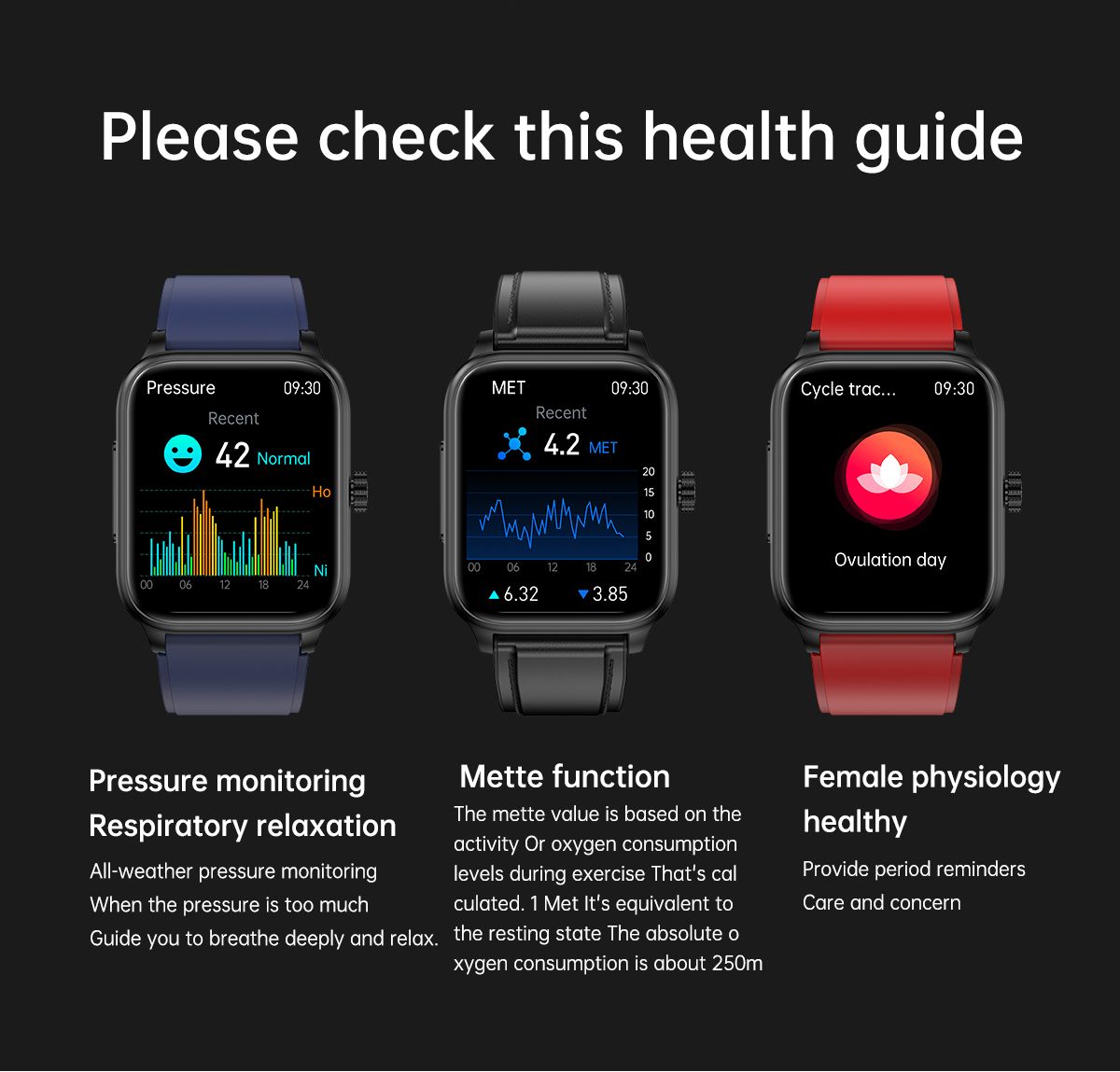 ET540 Smartwatch: ECG, Bloedglucose & Temperatuur! Fitness Tracker met Bloeddruk, Hartslag & Bluetooth Bellen