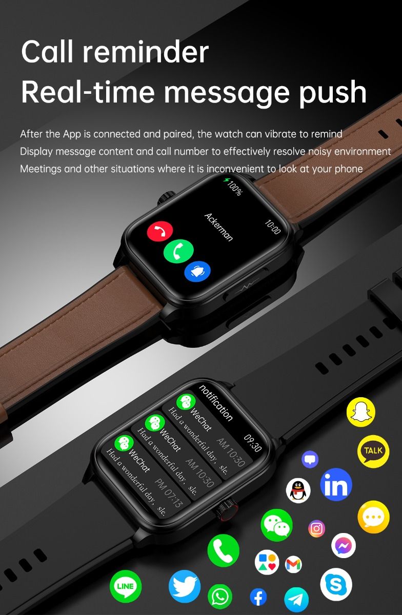 ET540 Smartwatch: ECG, Bloedglucose & Temperatuur! Fitness Tracker met Bloeddruk, Hartslag & Bluetooth Bellen