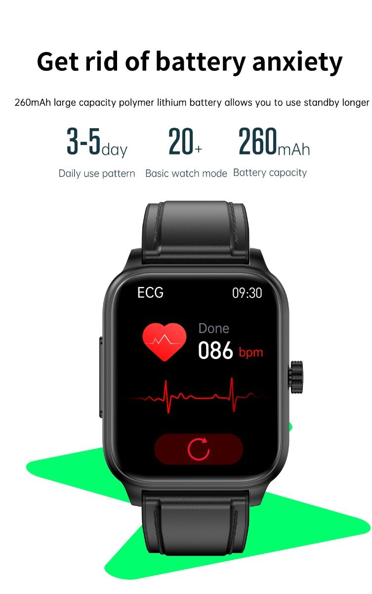 ET540 Smartwatch: ECG, Bloedglucose & Temperatuur! Fitness Tracker met Bloeddruk, Hartslag & Bluetooth Bellen