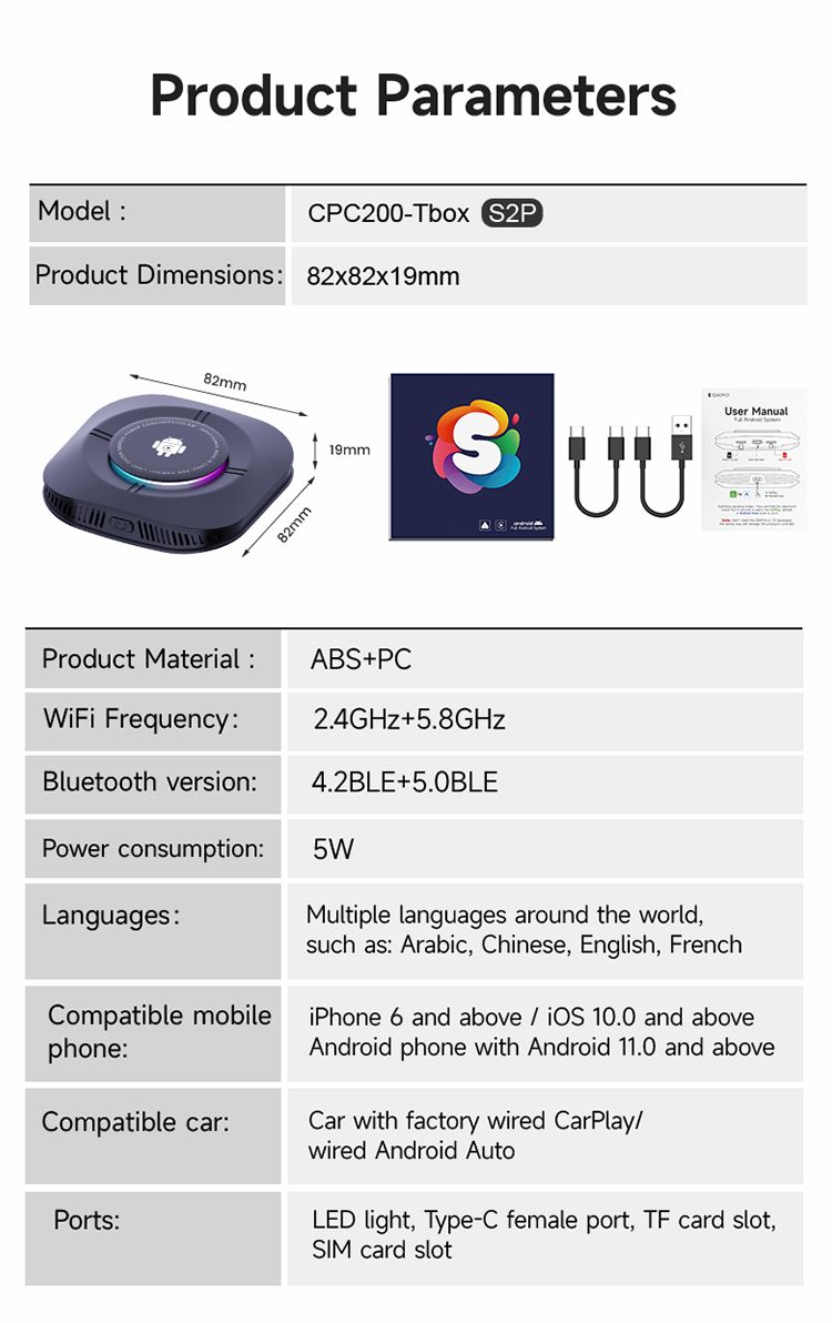Carlinkit Android 13 TV Box Draadloze CarPlay Naadloze Connectiviteit 8 Core Adapter voor In-Car Entertainment
