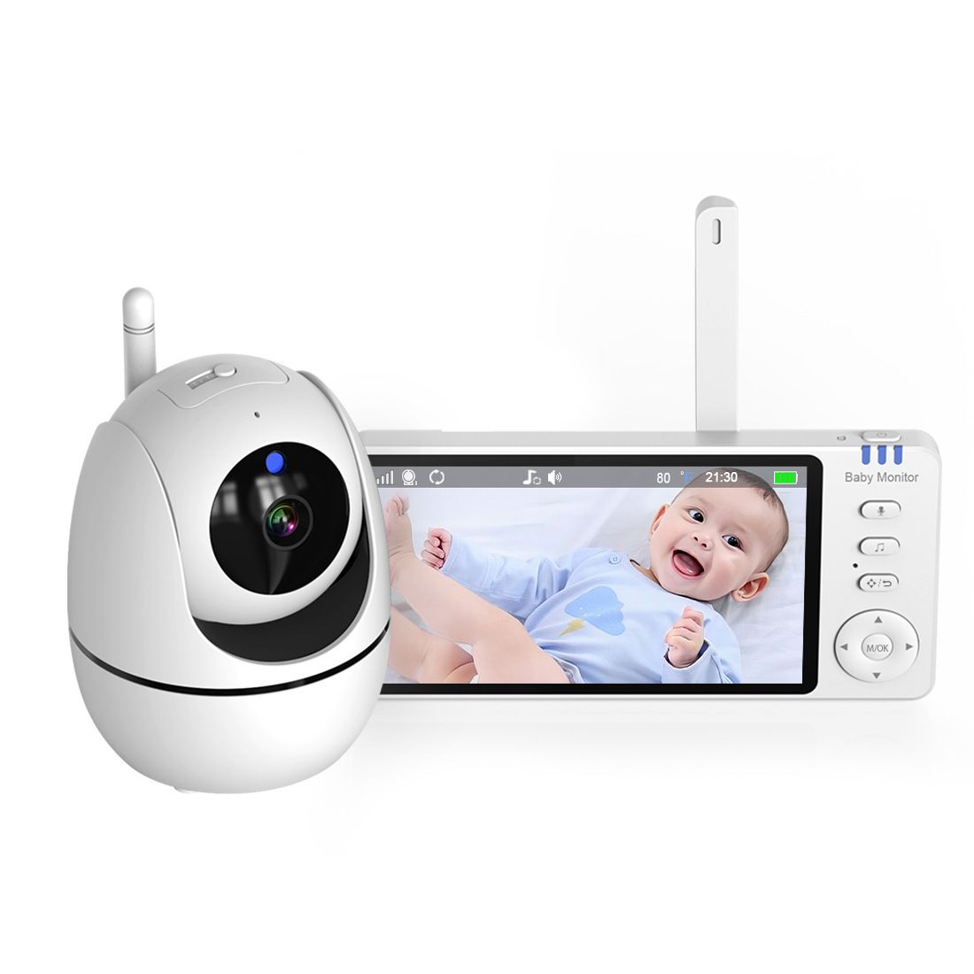 ABM501 Videobabyfoon 2,4 GHz draadloos 5,0 inch LCD nachtzicht tweerichtingsaudio voor gezinsveiligheid