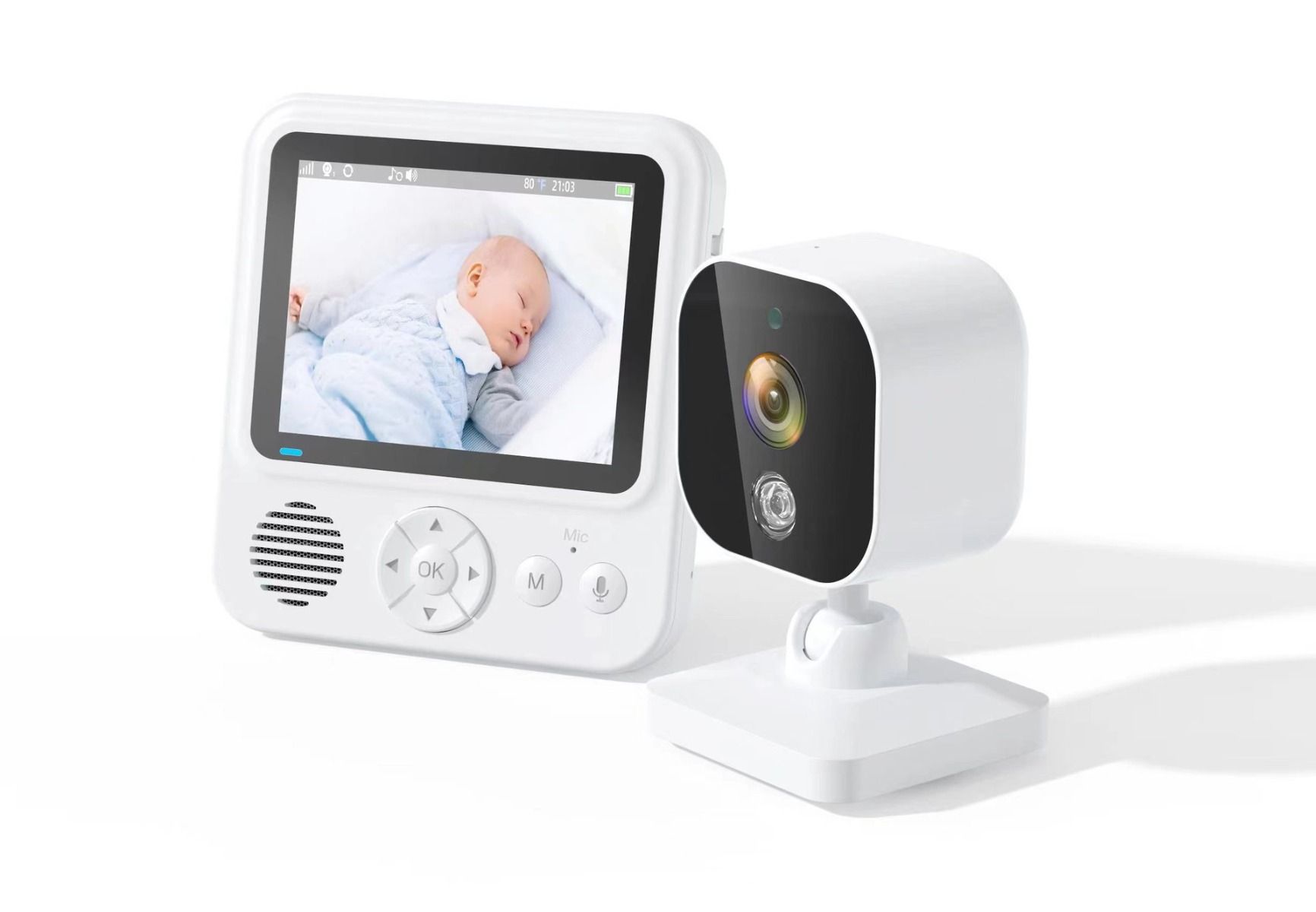 Ervaar gemoedsrust met de AMB900 2.8 inch videobabymonitor met 720P HD nachtzicht en tweerichtingsintercom.