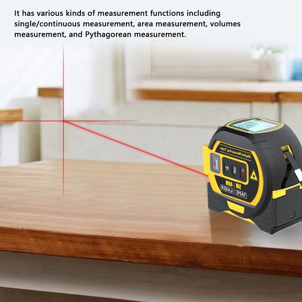 3 in 1 Laser Afstandsmeter Meetlint met LCD-scherm met Achtergrondverlichting voor Architecten Gereedschap voor Huisverbetering