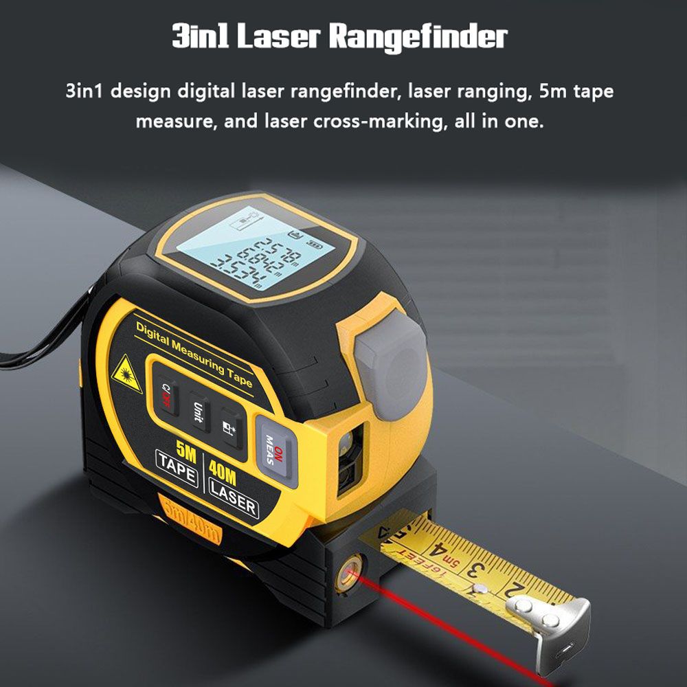 3 in 1 Laser Afstandsmeter Meetlint met LCD-scherm met Achtergrondverlichting voor Architecten Gereedschap voor Huisverbetering