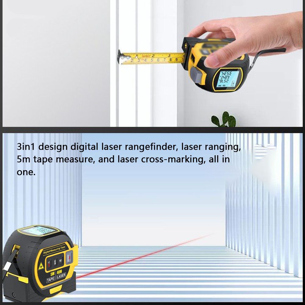 3 in 1 Laser Afstandsmeter Meetlint met LCD-scherm met Achtergrondverlichting voor Architecten Gereedschap voor Huisverbetering