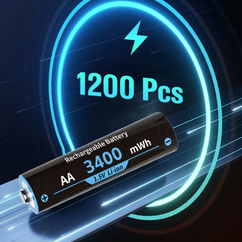 Oplaadbare AA Lithium-batterijen met oplader, 8 stuks 1,5V 3000mWh, oplaadbare AA-batterij, langdurige Lithium-ion AA-batterij met oplaadbare opbergdoos