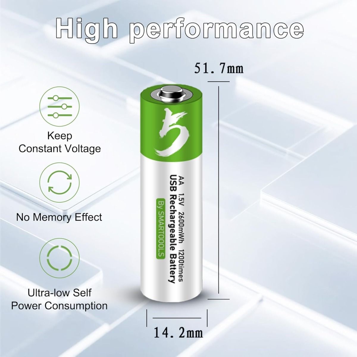 4 stuks AA-batterijen, oplaadbare AA-batterij met USB/Type-C