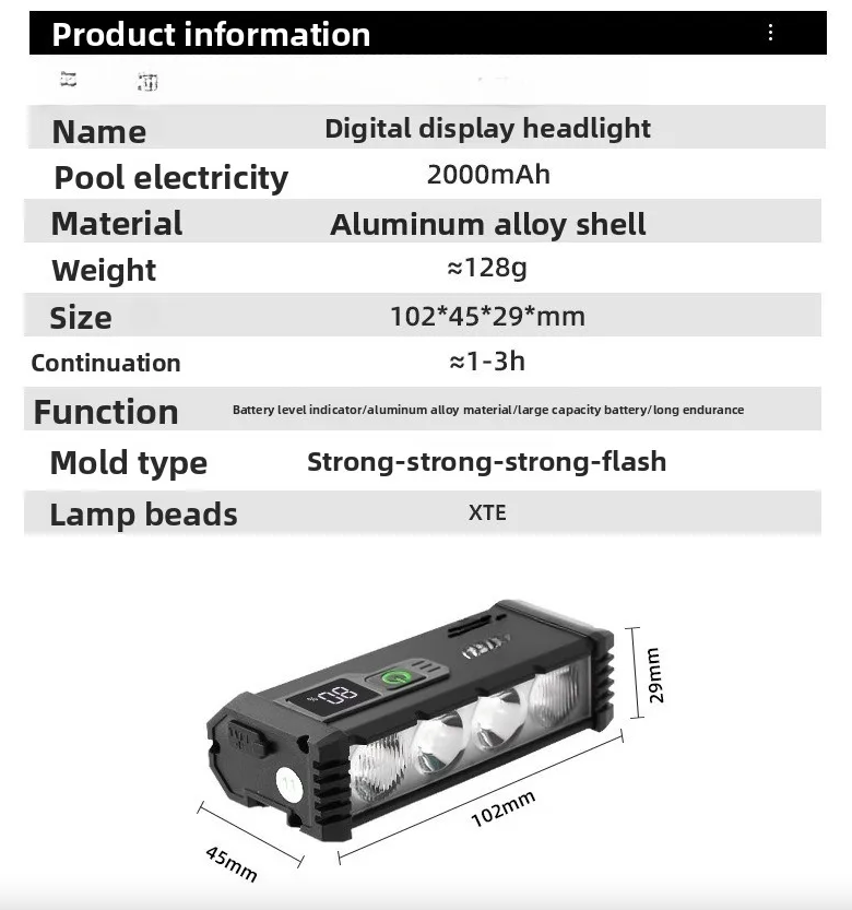 ACRUNU LED-fietslamp USB oplaadbaar fietslicht - 4 modi fietskoplamp