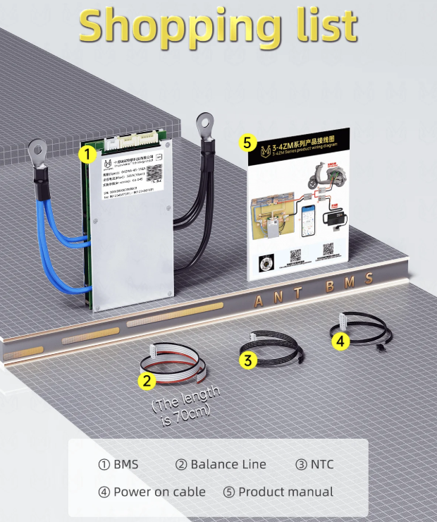 ANT Smart BMS 4S-24S 16S 40A Lifepo4 BMS 10S 13S 48V 30A Li-ion BMS 20S NMC LFP voor E-bike E-scooter met Bluetooth Balance BMS