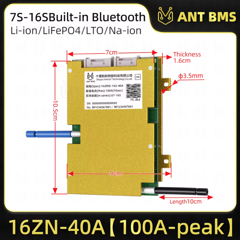ANT Smart BMS 4S-24S 16S 40A Lifepo4 BMS 10S 13S 48V 30A Li-ion BMS 20S NMC LFP voor E-bike E-scooter met Bluetooth Balance BMS
