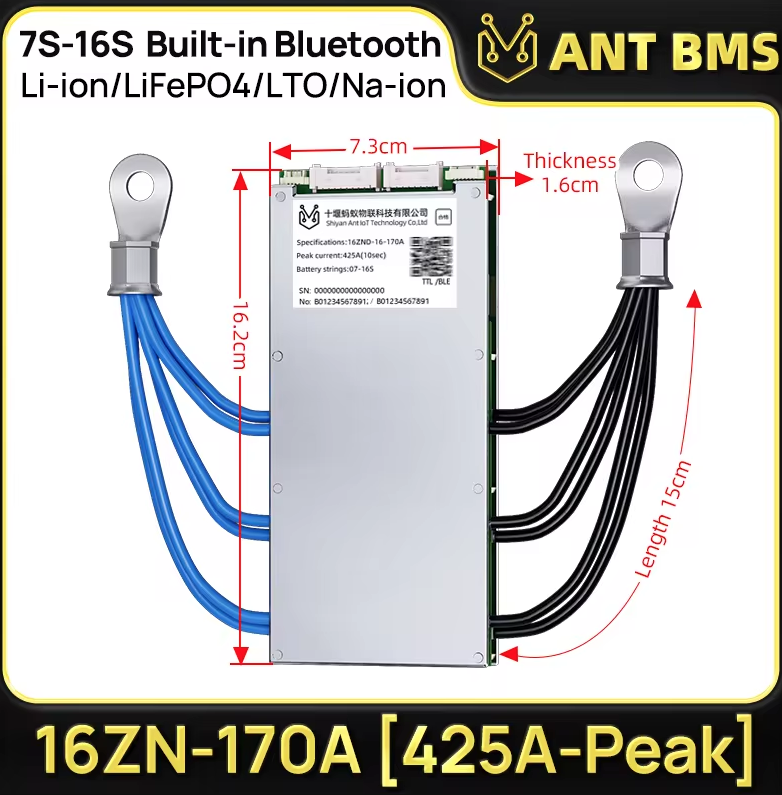 ANT Smart BMS 4S-24S 16S 40A Lifepo4 BMS 10S 13S 48V 30A Li-ion BMS 20S NMC LFP voor E-bike E-scooter met Bluetooth Balance BMS