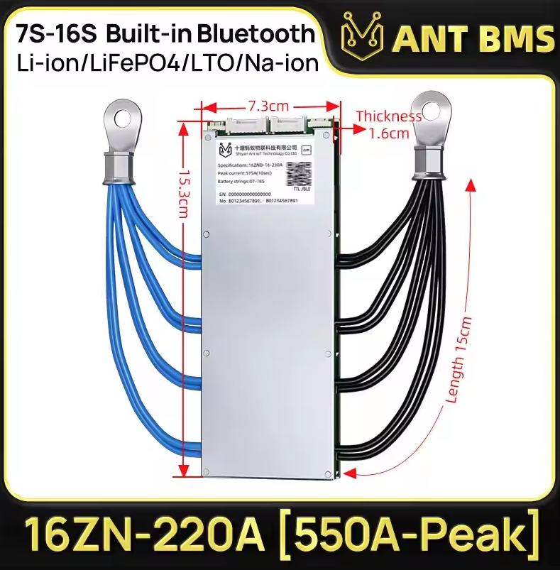 ANT Smart BMS 4S-24S 16S 40A Lifepo4 BMS 10S 13S 48V 30A Li-ion BMS 20S NMC LFP voor E-bike E-scooter met Bluetooth Balance BMS